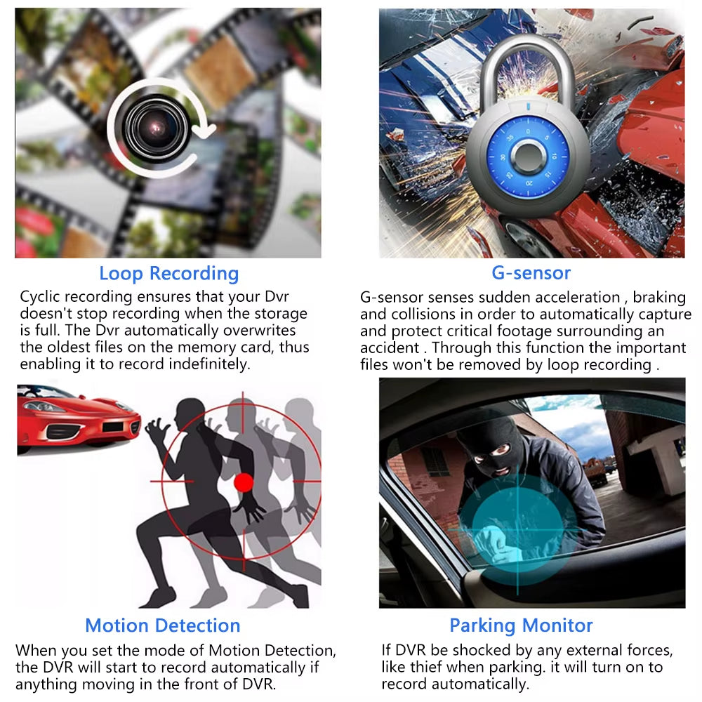 Car DVR with 3 Cameras Dash Camera Cabin Camera with Front and Rear View Camera Video Recorder Auto Registrator Dvrs Dash Cam