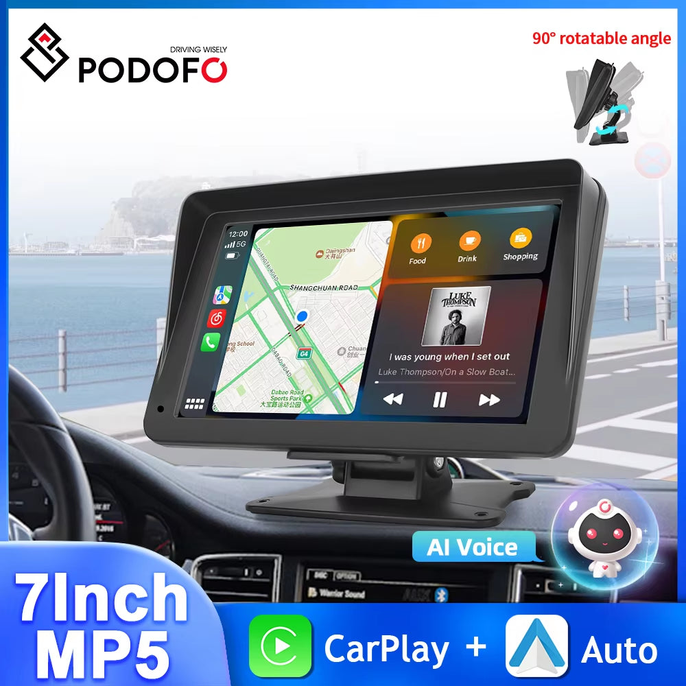 Universal 7 Inch Car Monitor Airplay Car Radio Multimedia Video Player Portable HD Wireless Carplay Auto Voice Control