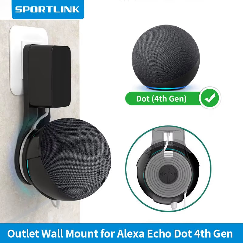 Outlet Wall Mount Stand for Alexa Echo Dot 4Th 5Th Generation Smart Speaker Holder Bracket Saving Space Hanger Shelf