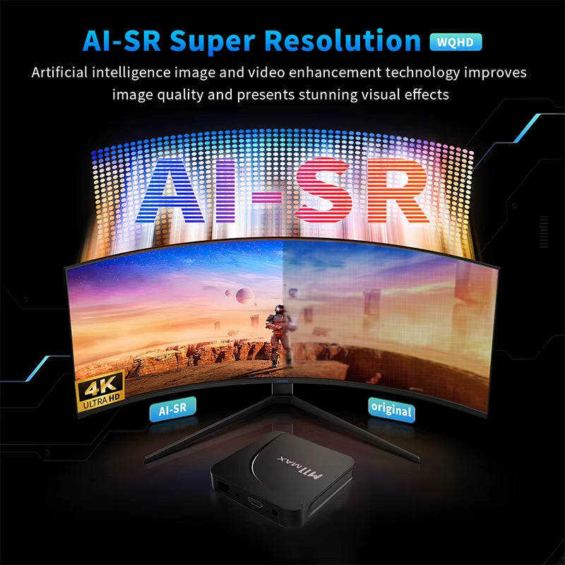 M11 MAX S905X5M Android Smart TV Box 4G 32G Android 14 2.4&5G Dual Wifi AI-SR HDR10+ 4K HD Set Top Box Voice Remote Media Player