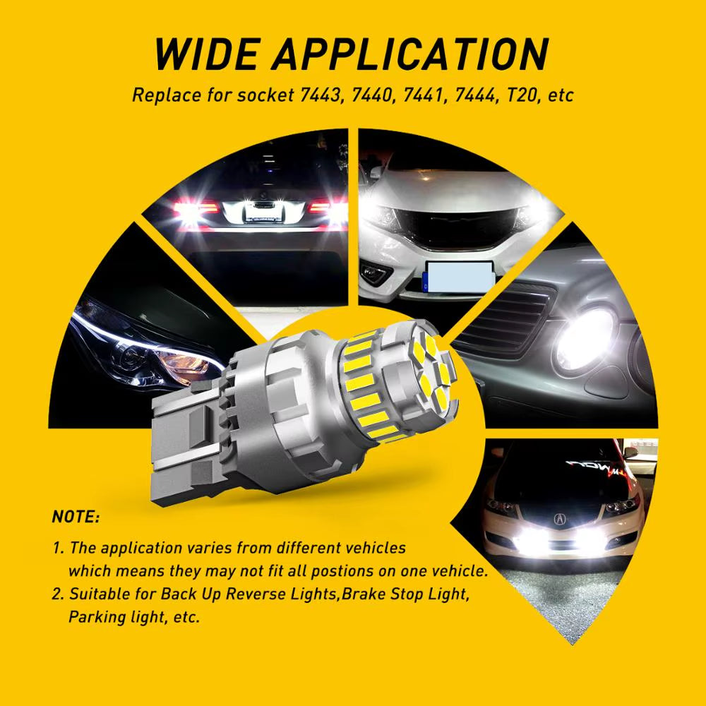 2Pcs T20 W21/5W 7443 7440 LED Canbus Light for Lada Kalina Granta Vesta DRL W21W WY21W LED Bulbs 6500K White Super Bright