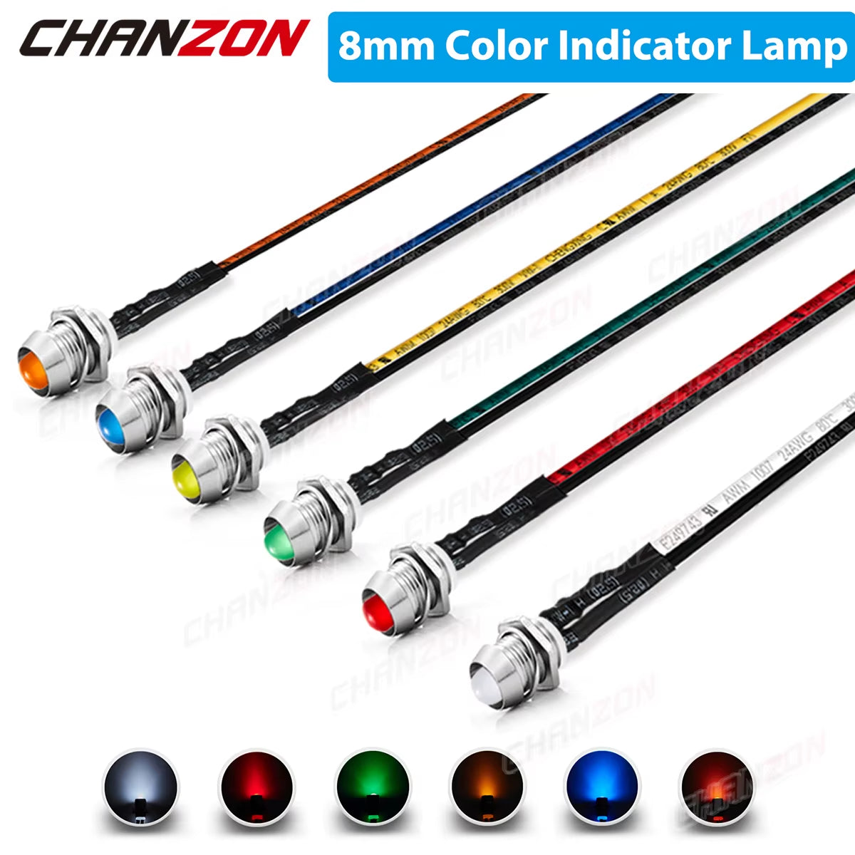 5Mm Prewired LED Kit 12V Diffused Light Emitting Diode Indicator Lamp Bulb White Red Green Blue Yellow Orange with 8Mm Holder