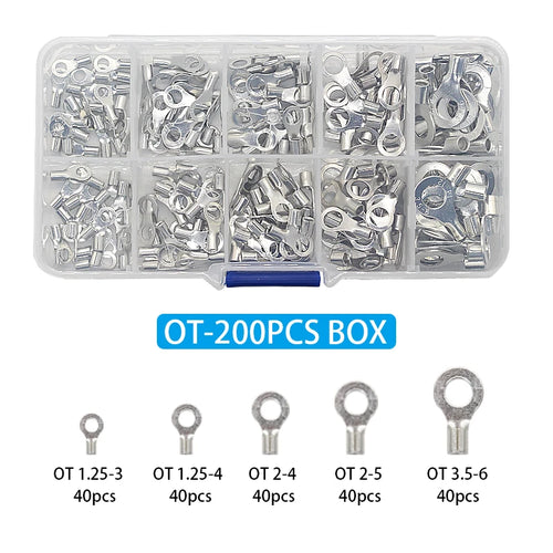 320Pcs/Box 10 in 1 Terminals Non-Insulated Ring Fork U-Type Brass Terminals Assortment Kit Cable Wire Connector Crimp Spade