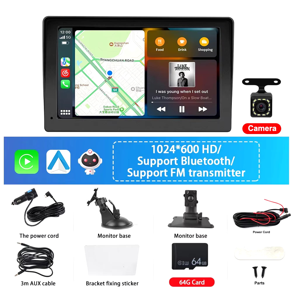 Universal 7 Inch Car Monitor Airplay Car Radio Multimedia Video Player Portable HD Wireless Carplay Auto Voice Control