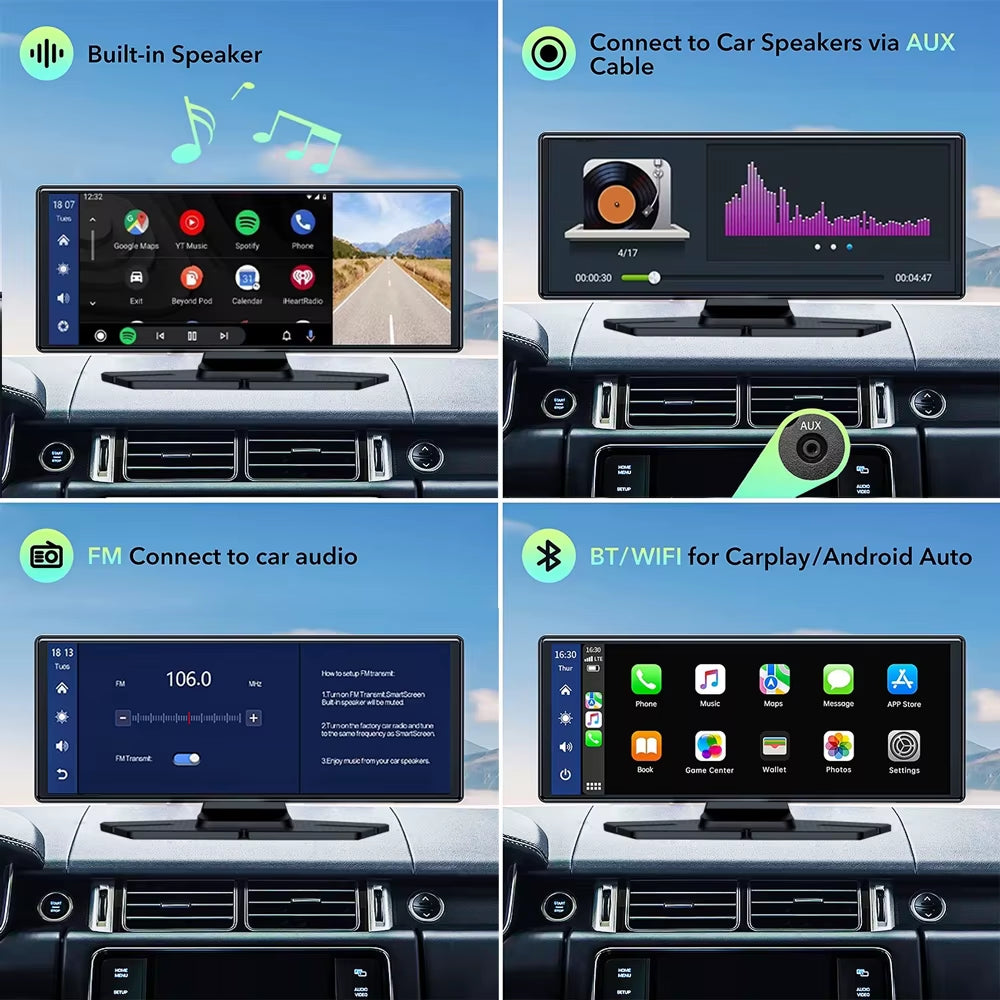 10.26 Inch 4K 3840*2160P Dash Cam Carplay Android-Auto GPS 5G WIFI FM BT Car Dvr Dual Lens Dashcam Truck Camera Drive Recorder