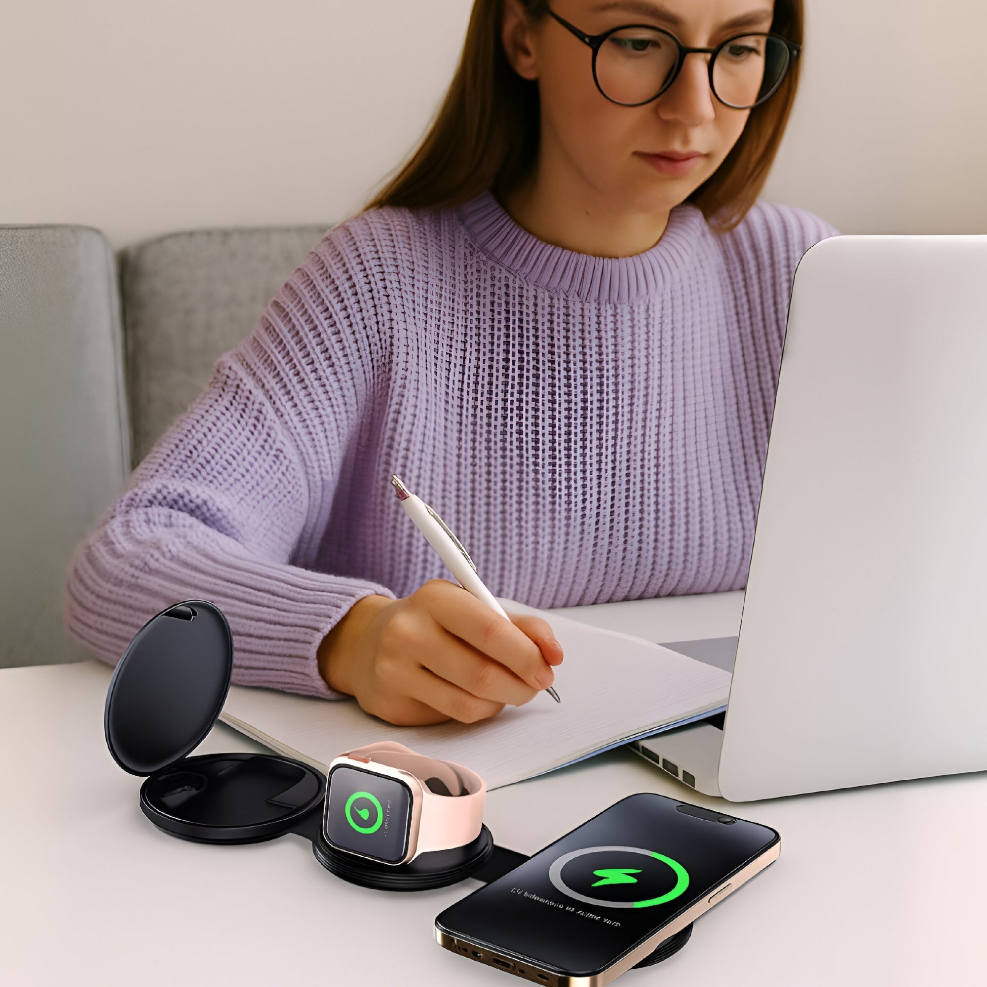 Complete Wireless Charging & Comfort Bundle – Sip & Charge 2-in-1 Mug Warmer + 5-in-1 Folding Charging Station