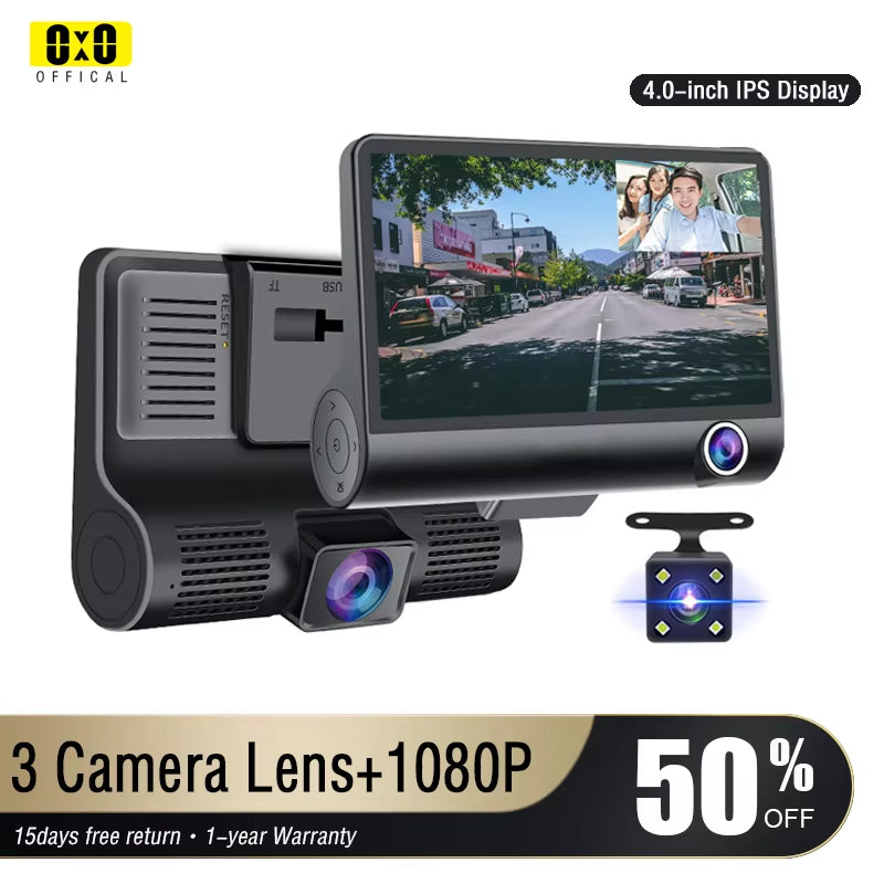 Car DVR with 3 Cameras Dash Camera Cabin Camera with Front and Rear View Camera Video Recorder Auto Registrator Dvrs Dash Cam