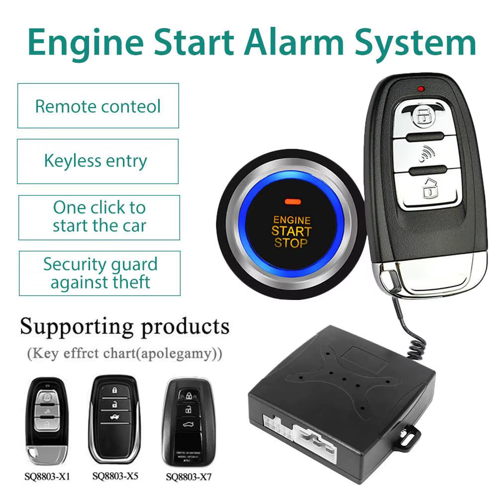 12V Car SUV Keyless Entry System Engine Start Alarm System Push One-Button Start System Remote Starter Stop Car Accessories