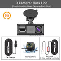 3 Channel Dash Cam Video Recorder Three Lens Car Camera with Rear View DVR 24H Parking Monitor Black Box