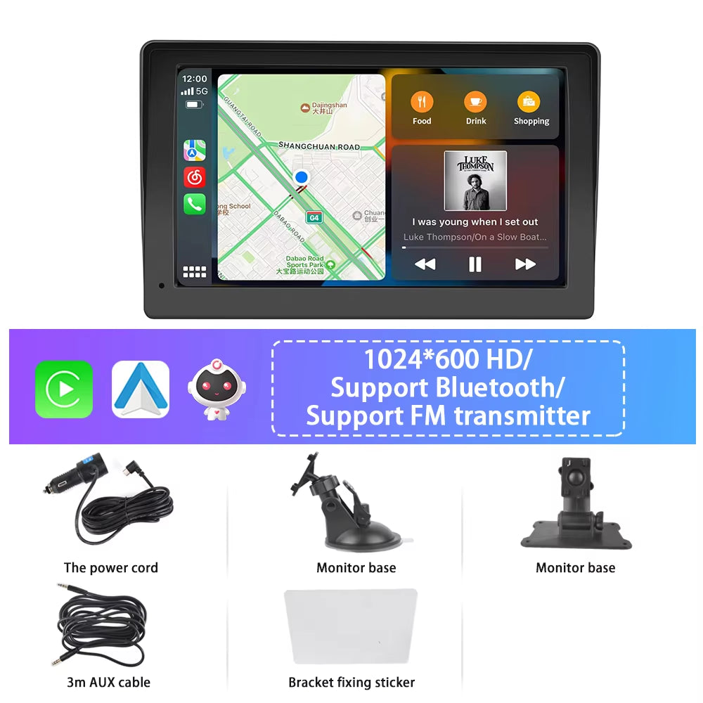 Universal 7 Inch Car Monitor Airplay Car Radio Multimedia Video Player Portable HD Wireless Carplay Auto Voice Control