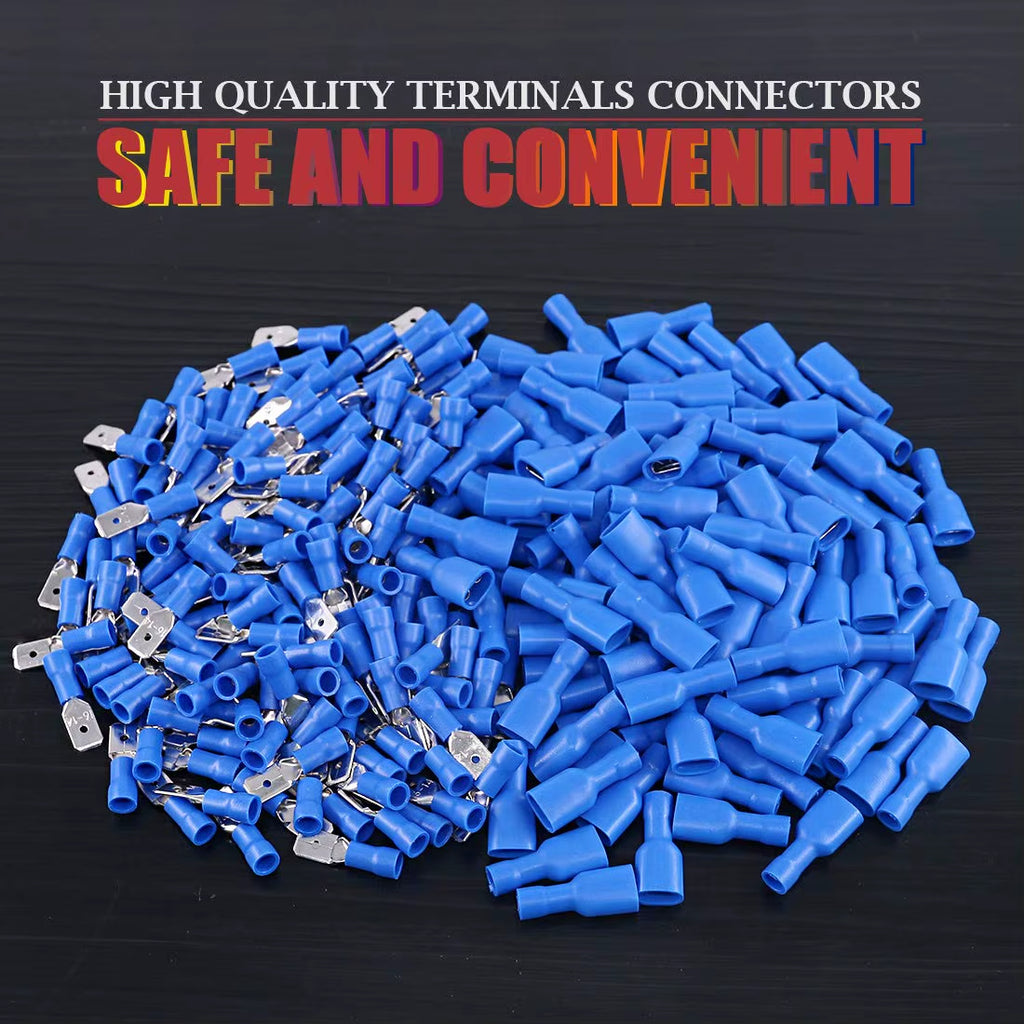 100 Pcs/50 Pairs Female/Male Spade Connectors 16-14 AWG Spade Quick Disconnect Connectors Insulated Spade Wire Crimp Terminal