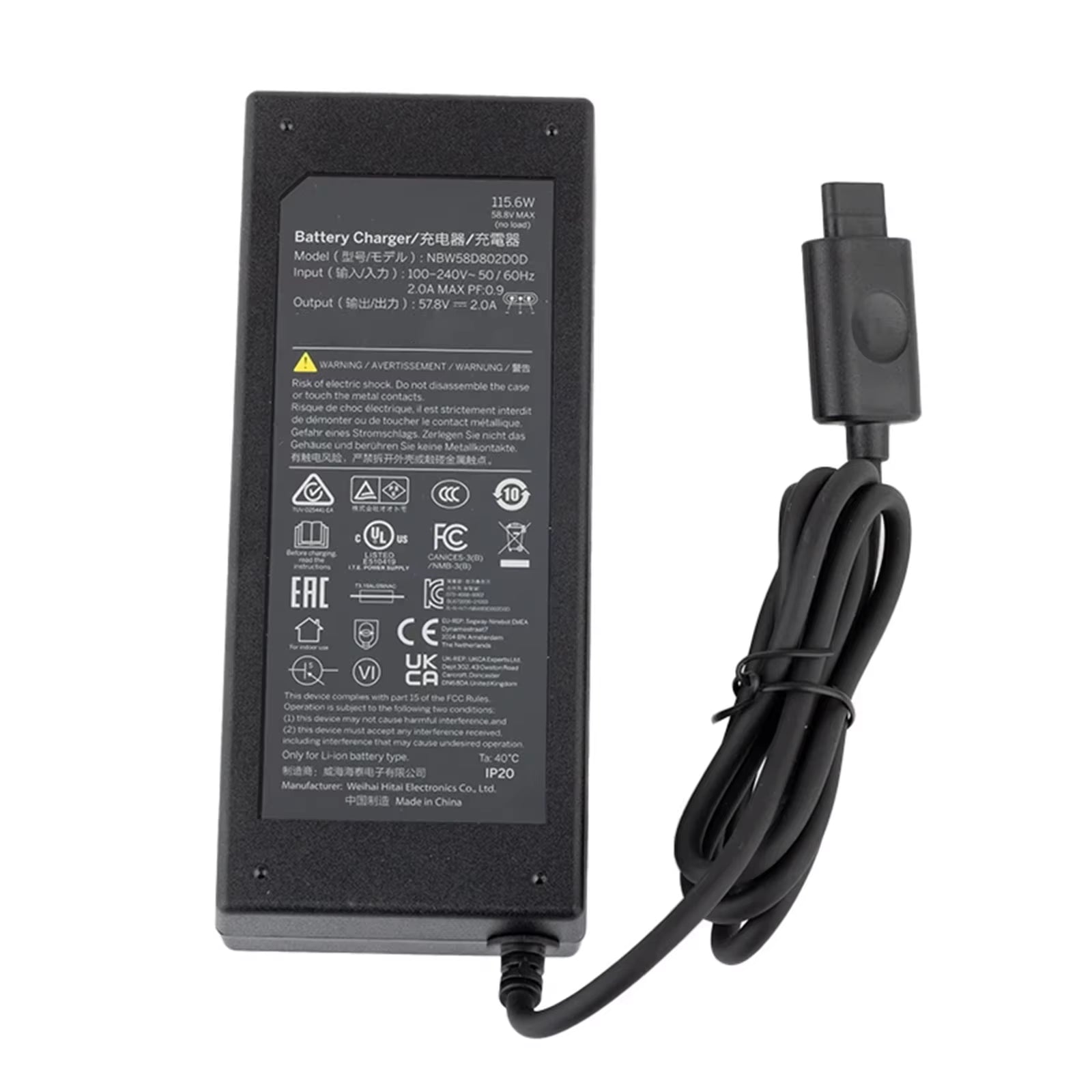 Original 115.6W 57.8V 2A Charger for Segway GT1 GT2 Superscoooter Battery Charger Power Supply Adapter Parts