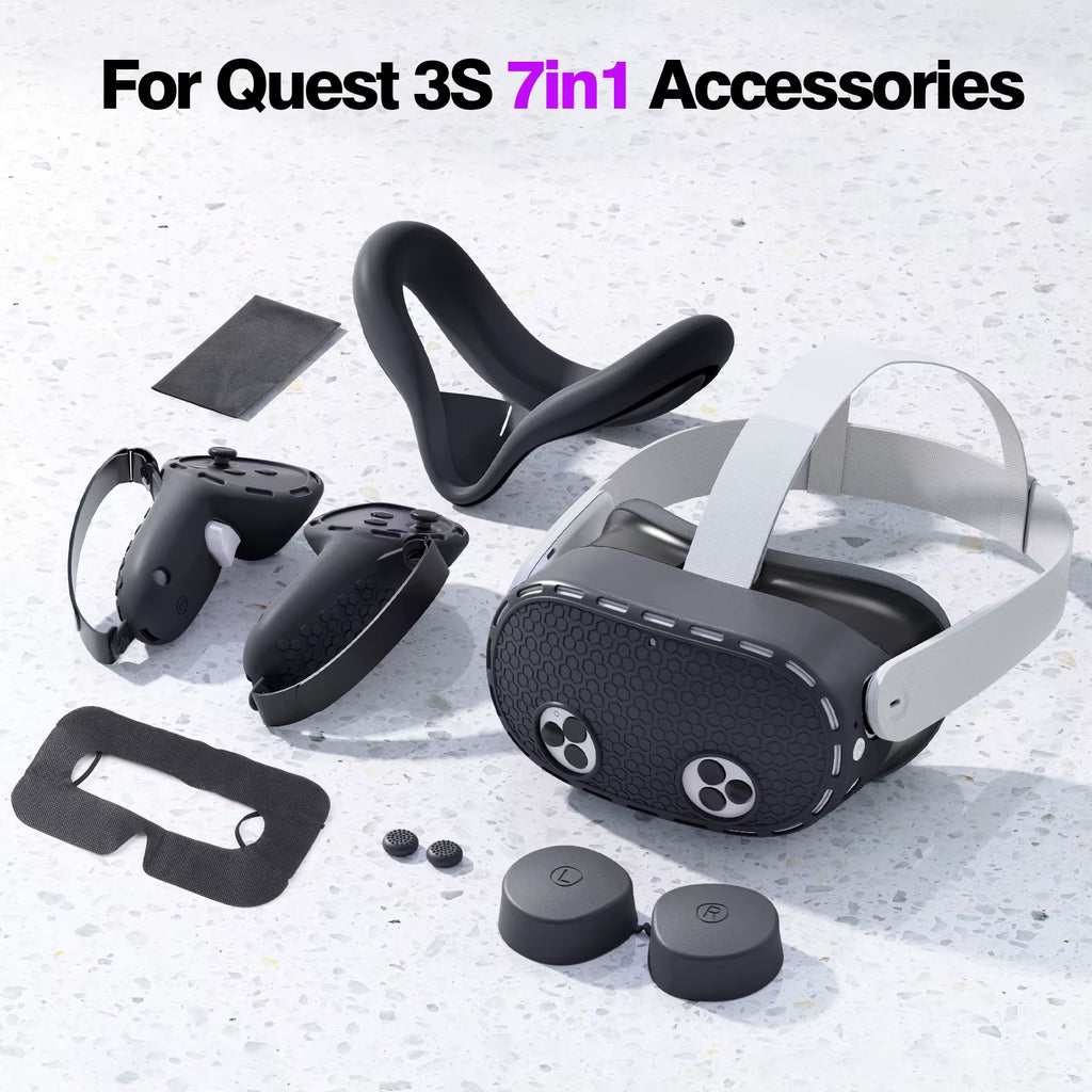 7In1 VR Soft Durable Accessories for  Silicone Protective Cover VR Headset Lens Cap Protection Case for Quest 3S