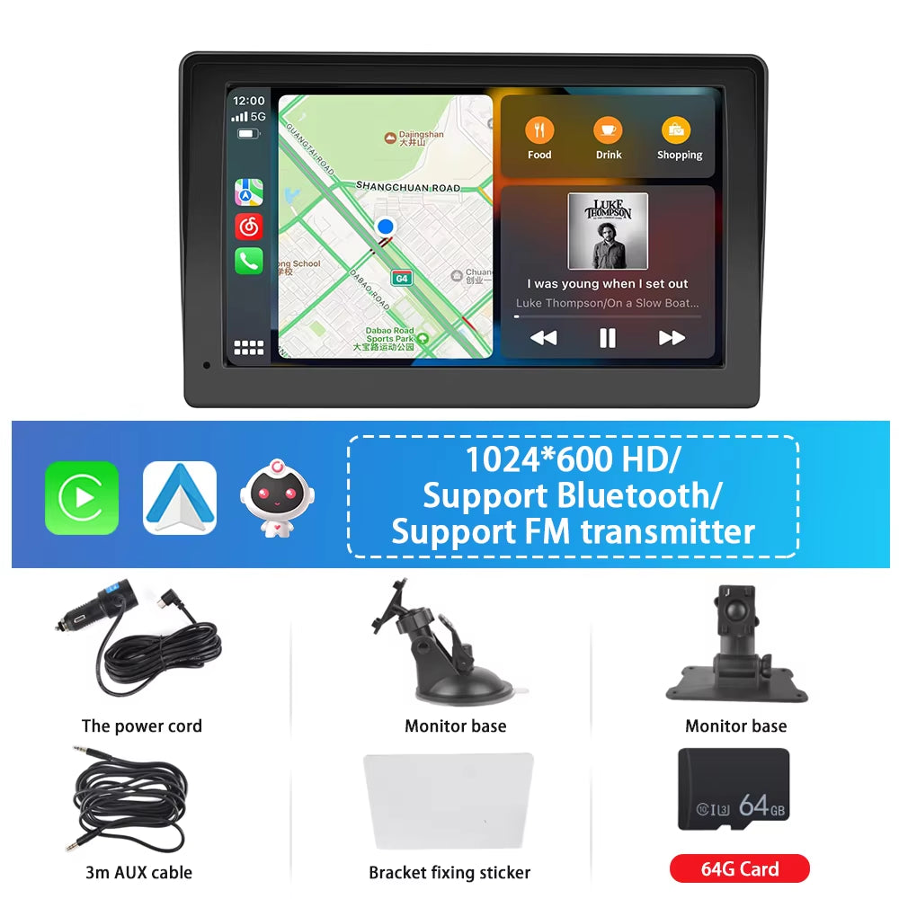 Universal 7 Inch Car Monitor Airplay Car Radio Multimedia Video Player Portable HD Wireless Carplay Auto Voice Control