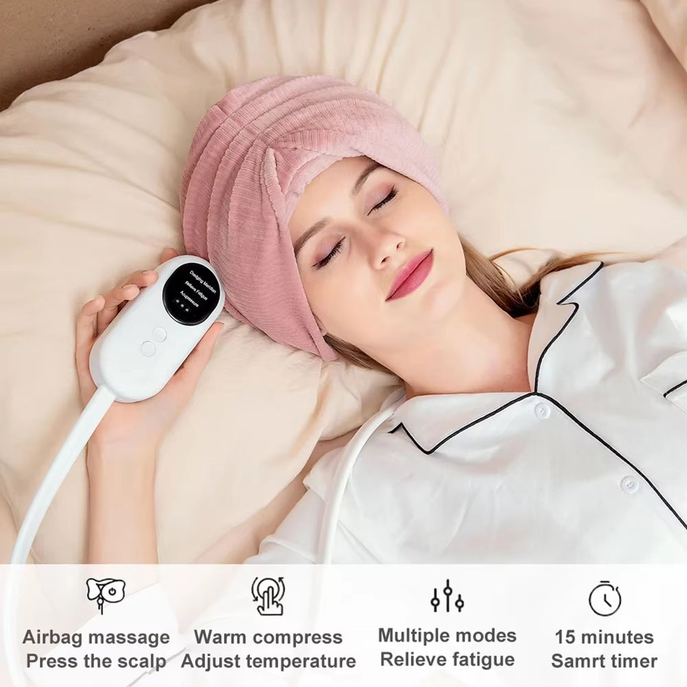 Electric Airbag Head Massager Vibration Air Compression Deep Kneading SPA for Headache Migraine Stress Relief Sleep Health Care