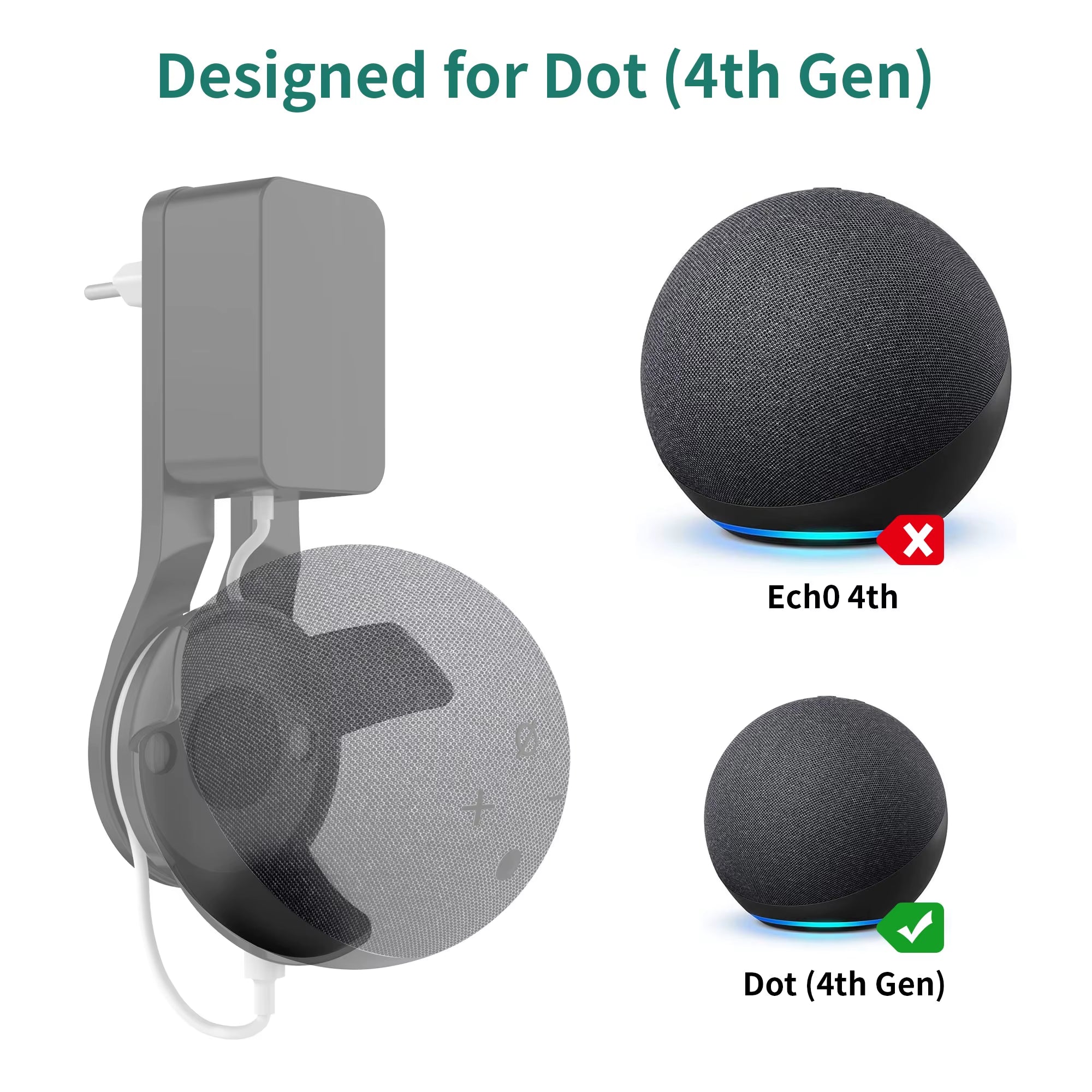 Outlet Wall Mount Stand for Alexa Echo Dot 4Th 5Th Generation Smart Speaker Holder Bracket Saving Space Hanger Shelf